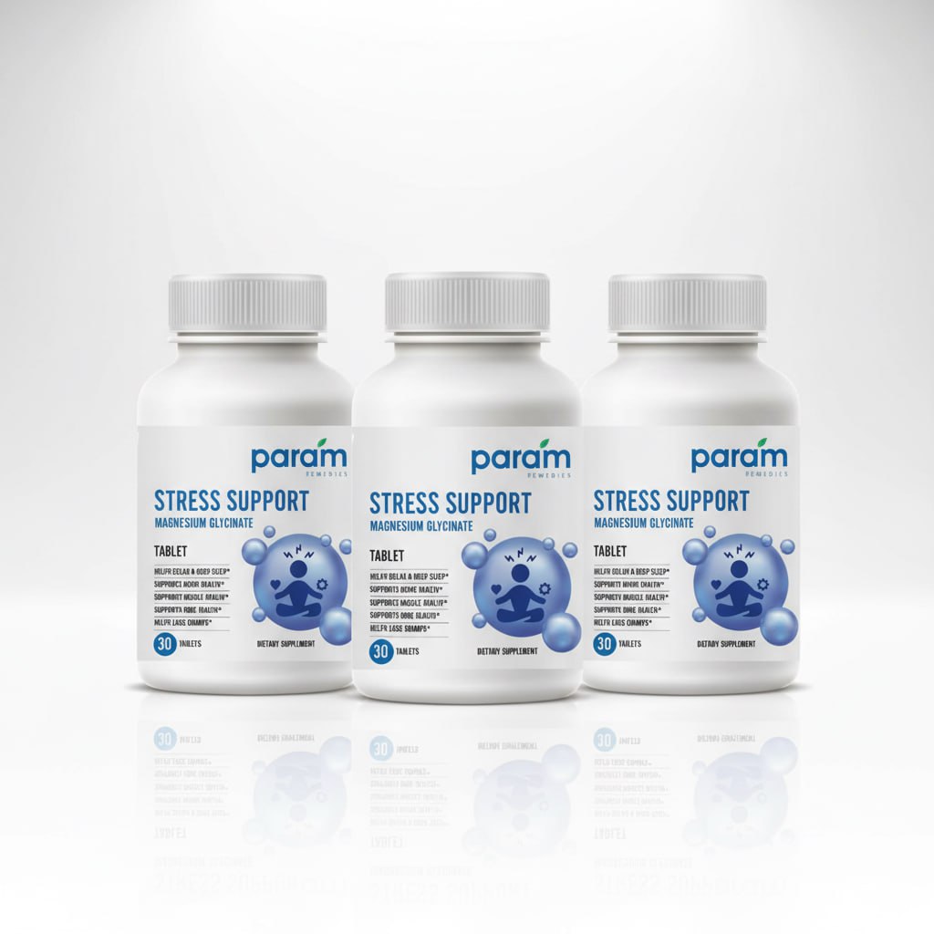 Param Remedies Stress Support – Magnesium Glycinate Tablets (60 Count)